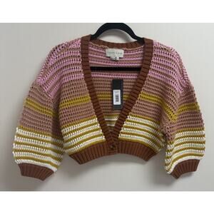 Sachin and Babi Penny Cardigan Cropped Women Size Small Brown Multicolor